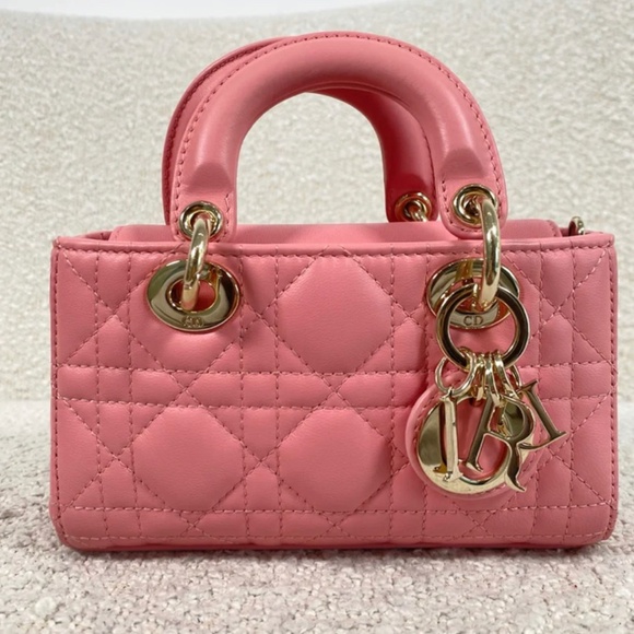 Authentic Dior Lady D-Joy Micro Bag Pink Cannage Lambskin - Picture 2 of 14